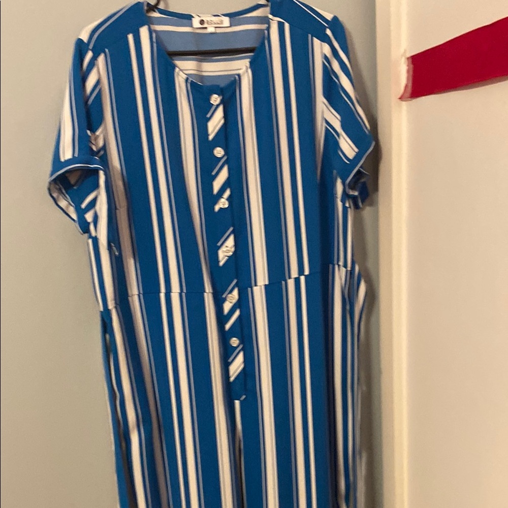 Old Navy Blue and White Striped Dress